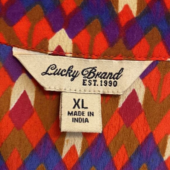 Lucky Brand- orange and purple patterned tank- Size XL - Picture 4 of 8